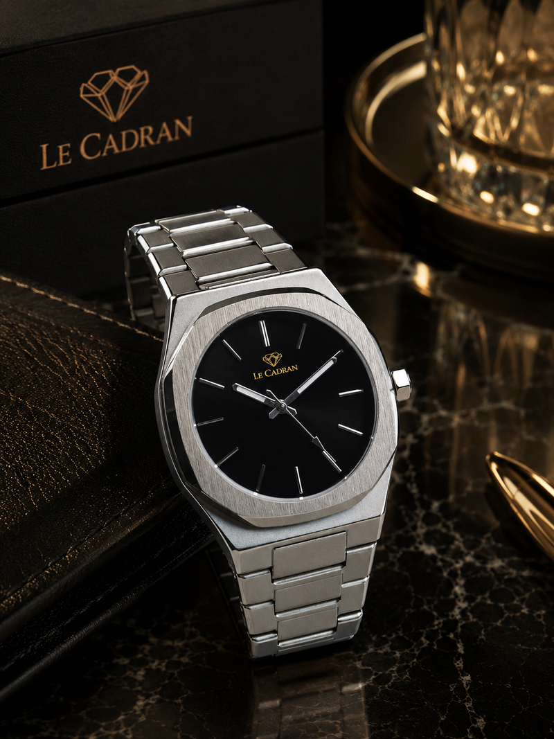 Le Cadran Eclipse Noir – Çelik Kordon Old Money Erkek Kol Saati