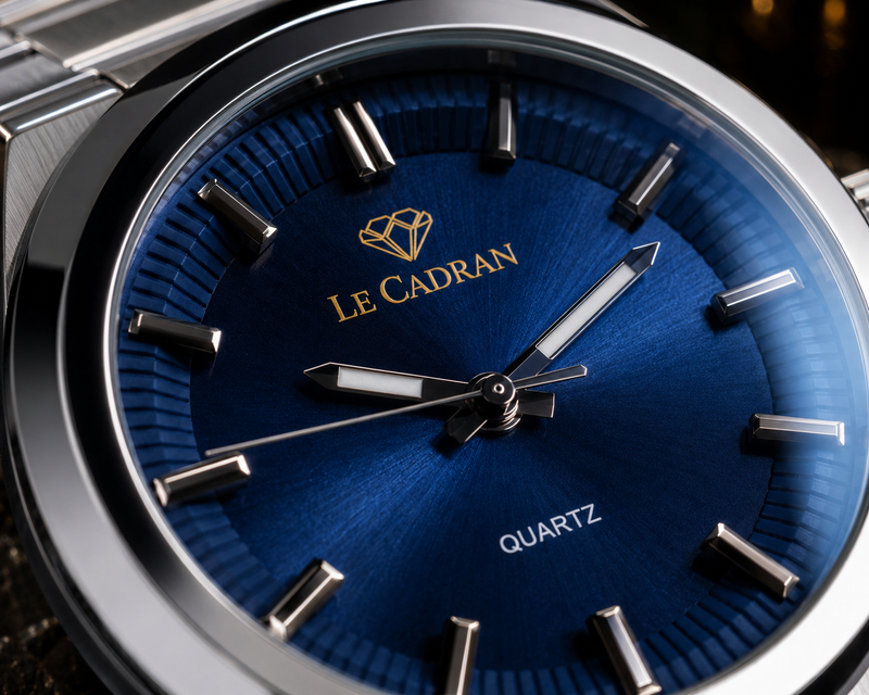 Le Cadran quartz erkek saat modeli, paslanmaz çelik bilezik ve zamansız tasarıma sahip premium kol saati.