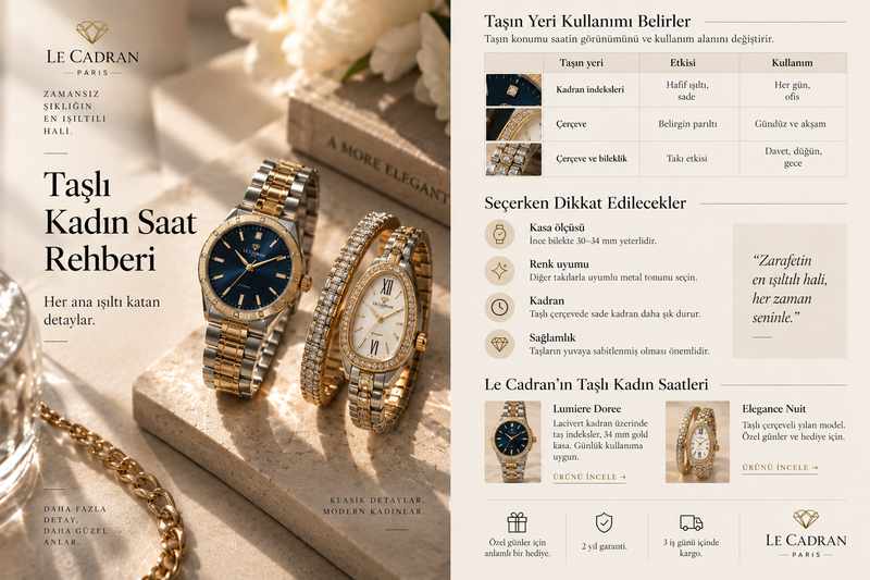 Taşlı Kadın Saat: Günlük mü, Özel Gün mü? Seçim ve Bakım