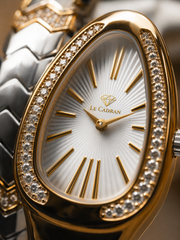 Le Cadran Elegance Nuit – Taşlı Yılanlı Model Gold & Gümüş Kadın Kol Saati — görsel 3