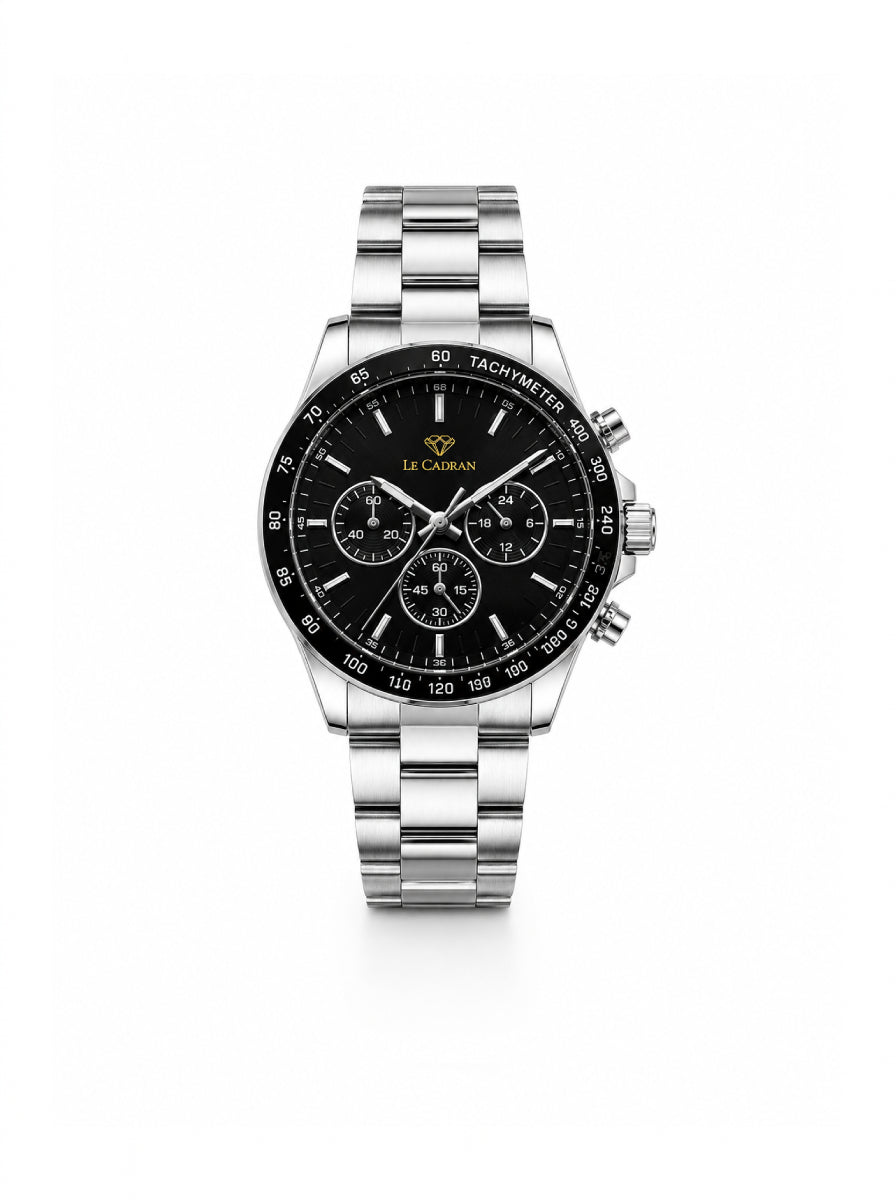Le Cadran Velocity Noir – Lacivert Kadranlı Quartz Çelik Kordon Siyah Kadranlı Old Money Erkek Kol Saati
