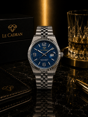 Le Cadran Obsidian Bleu – Lacivert Çelik Kordon Old Money Mavi Kadranlı Erkek Kol Saati — görsel 5