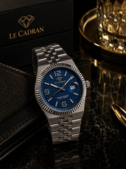 Le Cadran Obsidian Bleu – Lacivert Çelik Kordon Old Money Mavi Kadranlı Erkek Kol Saati — görsel 3