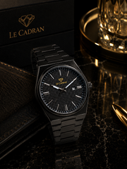 Le Cadran Obsidian Noir – Mat Siyah Çelik Kordon Old Money Siyah Kadranlı Erkek Kol Saati — görsel 3