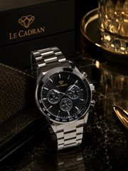 Le Cadran Velocity Noir – Lacivert Kadranlı Quartz Çelik Kordon Siyah Kadranlı Old Money Erkek Kol Saati — görsel 3